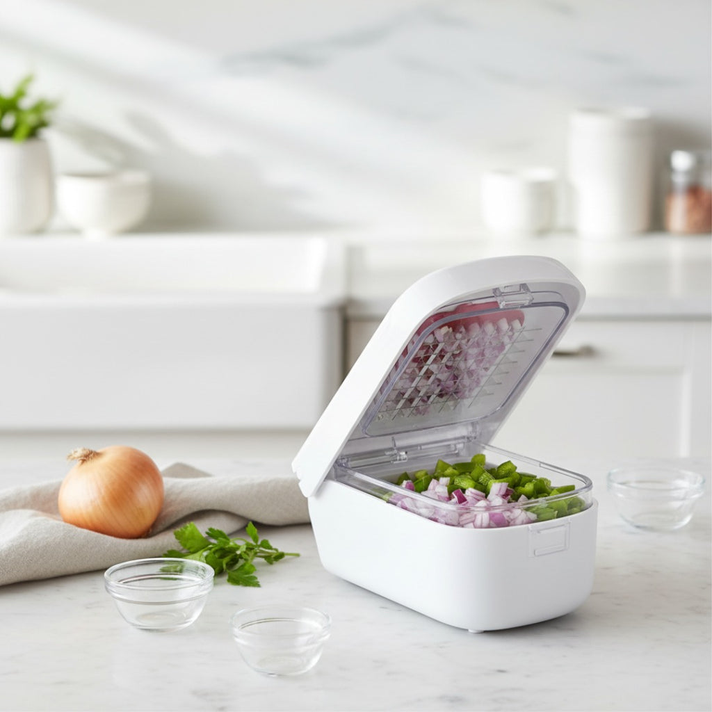 Coupe-légumes en dés compact avec boîte