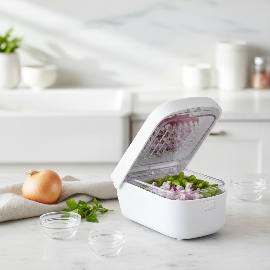 Coupe-légumes en dés compact avec boîte