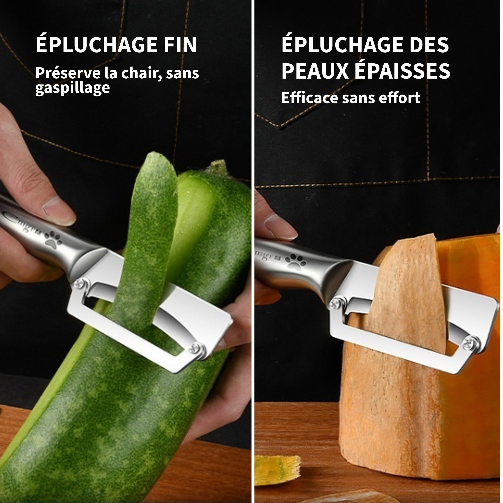 Économe en inox pour fruits et legumes a peau dure