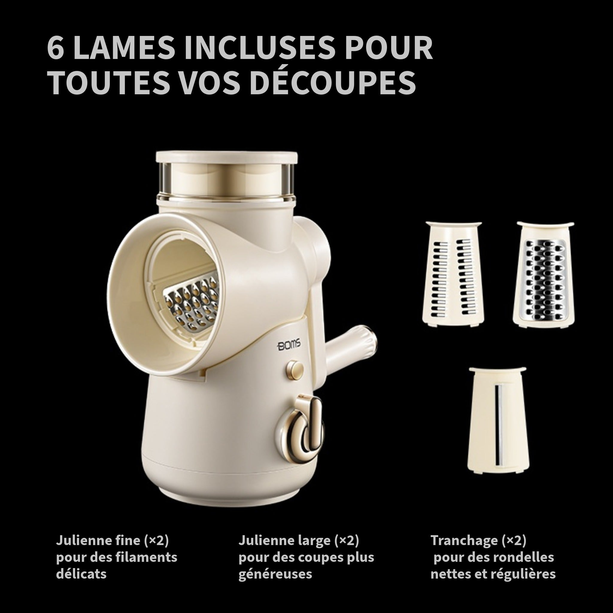 Mandoline rotative multi-fonction sécurisée