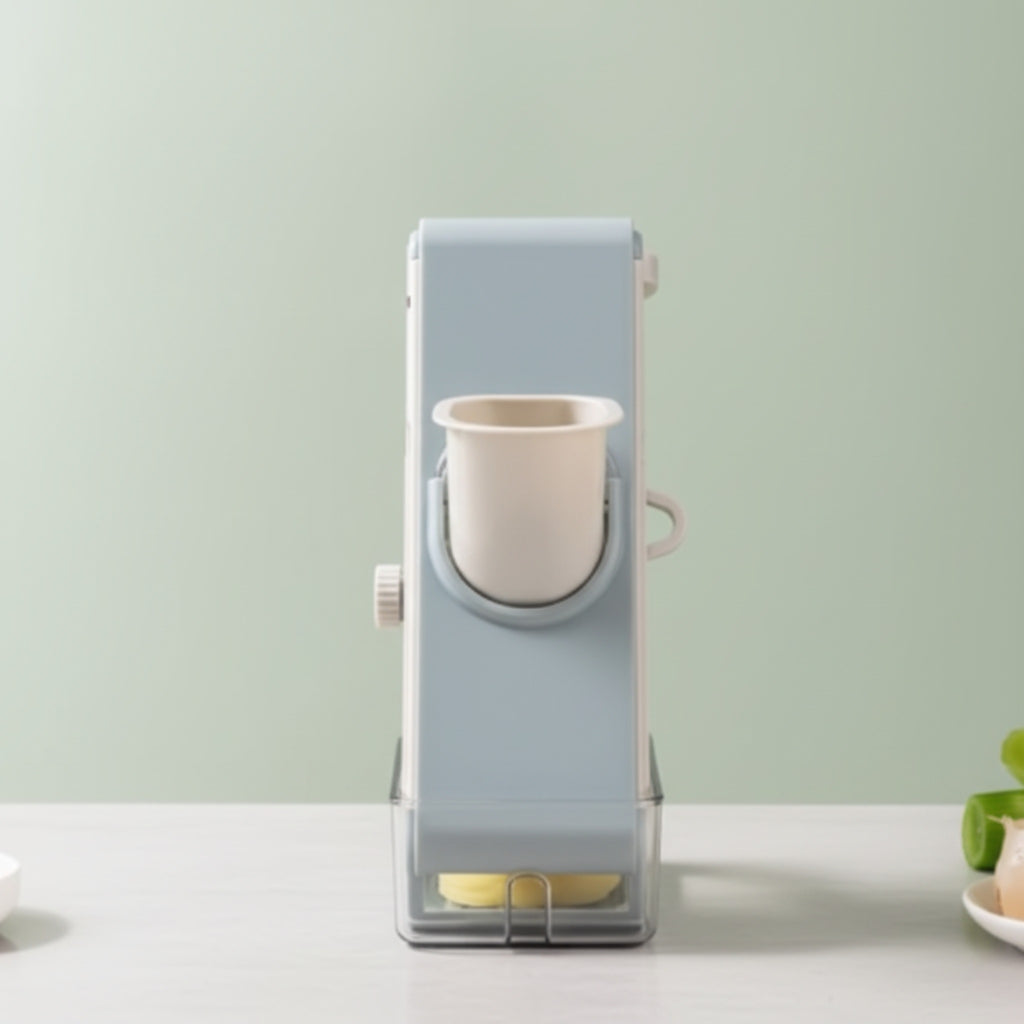 Mandoline verticale 3-en-1 inox avec boîte integrée
