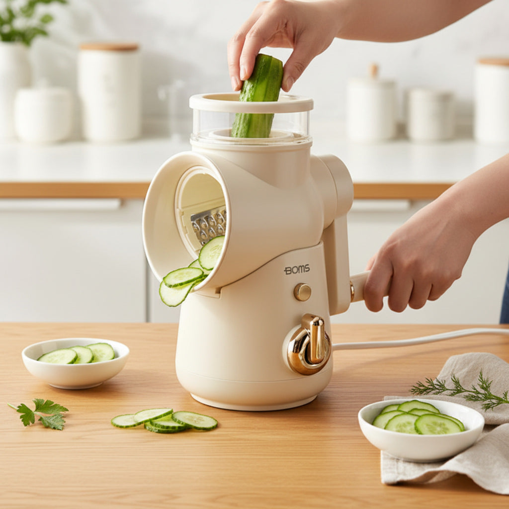 Mandoline rotative multi-fonction sécurisée