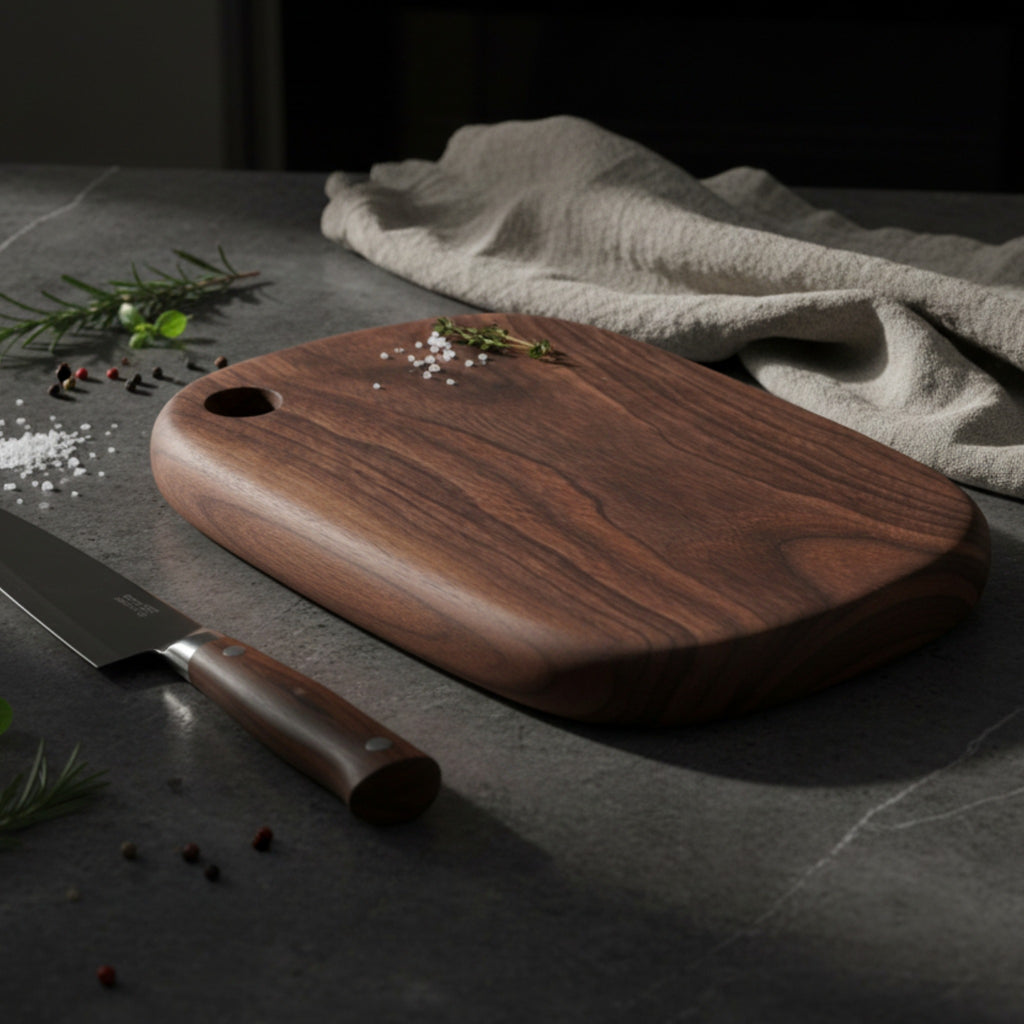 Planche à découper en noyer noir design naturel