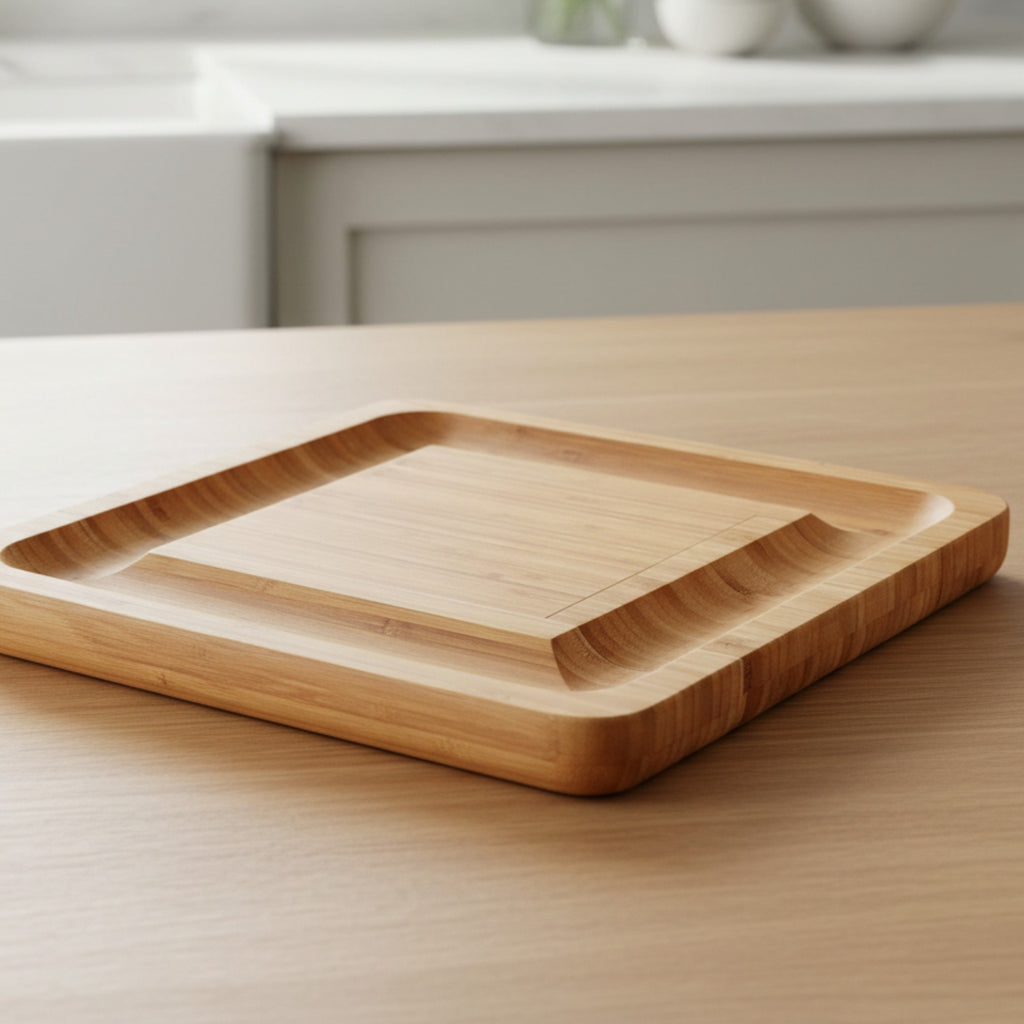 Planche à découper carrée avec tiroir à couteaux intégré