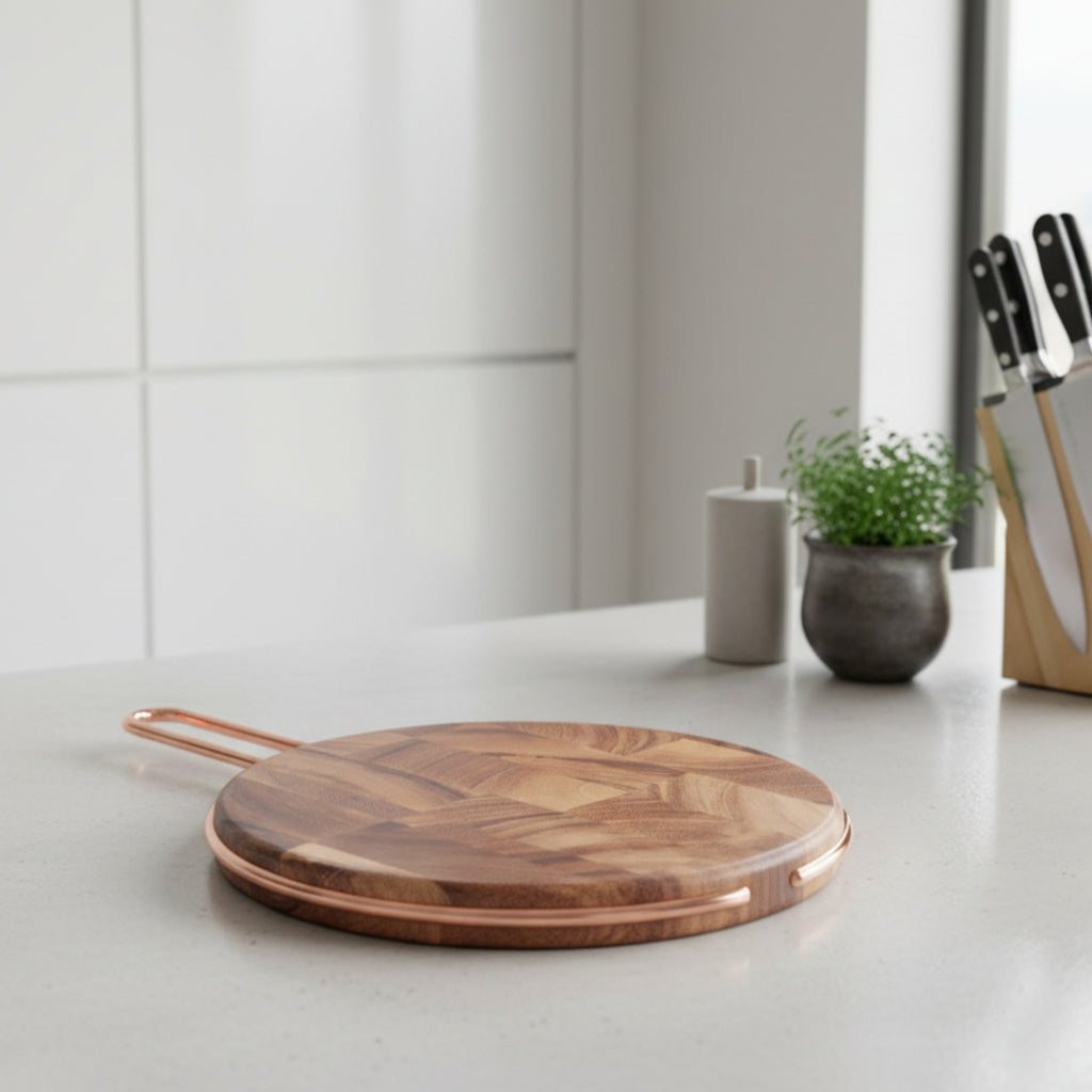 Planche en bois massif pour steak, pain et service