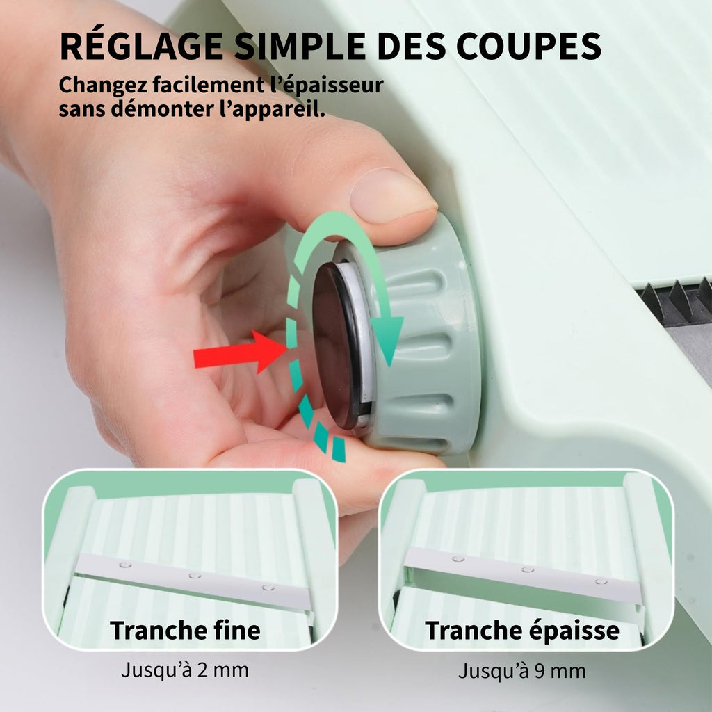 Mandoline réglable inox avec protège-main